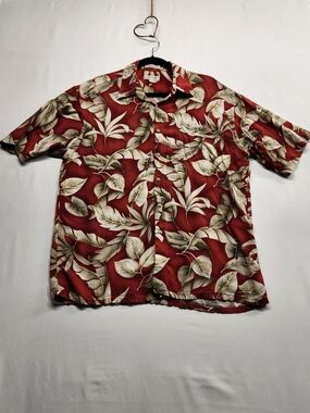 ⭐️Vintage Pierre Cardin Hawaiian Shirt Tropical Leaf Print 100% Rayon Large